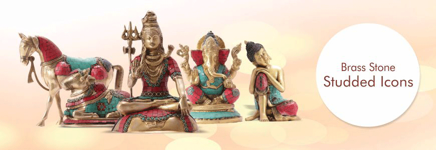 Brass Stone Studded Icons